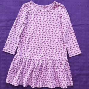 Purple Heart Patterned Kids Casual Dress
